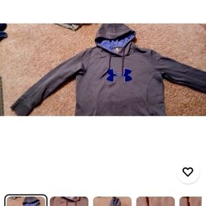 Under Armour Ladies Hoodie Size Large Gray with blue logo. Cold Gear.